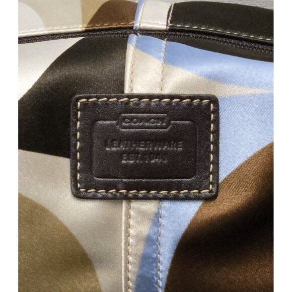 Vntg Coach Satin Multicolored Soho Mini Bag Scarf Print Hobo Leather Trim Strap - Picture 6 of 10